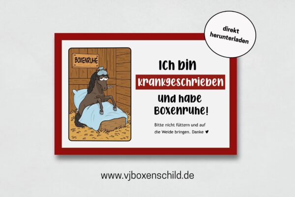 Digital Infoschild "Boxenruhe"